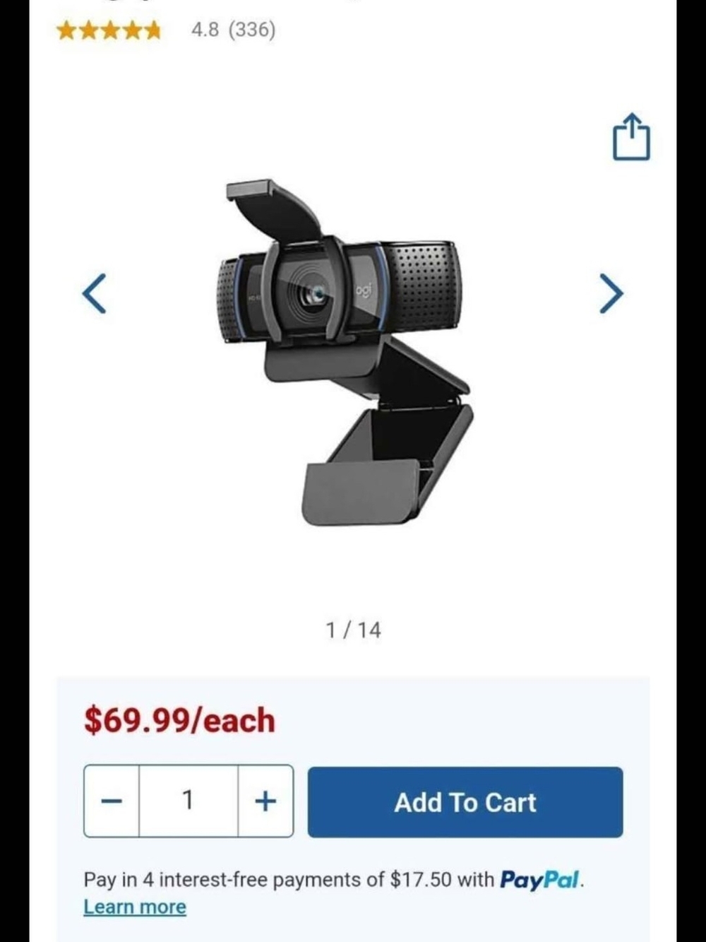 Logitech C920S Pro HD 15.0-Megapixel Webcam, 960-001257